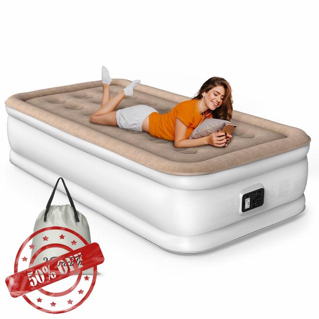 Twin Air Mattress with Built in Pump Raised