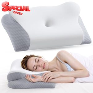 Dual-Firmness Memory Foam Neck Pillow - Ergonomic Contour Cervical Neck Pillow for Side Back Stomach Sleepers