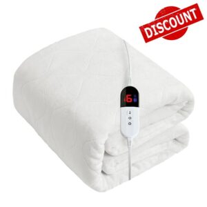 Full Size Heated Mattress Pad - Quilted Coral Fleece Electric Mattress Pad Cover - Auto Shut Off Bed Warmer with Deep Pocket