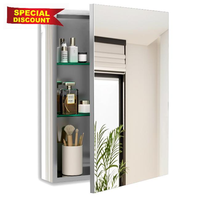 20 x 26 Inch Bathroom Medicine Cabinet with Beveled Edge Mirrored Door