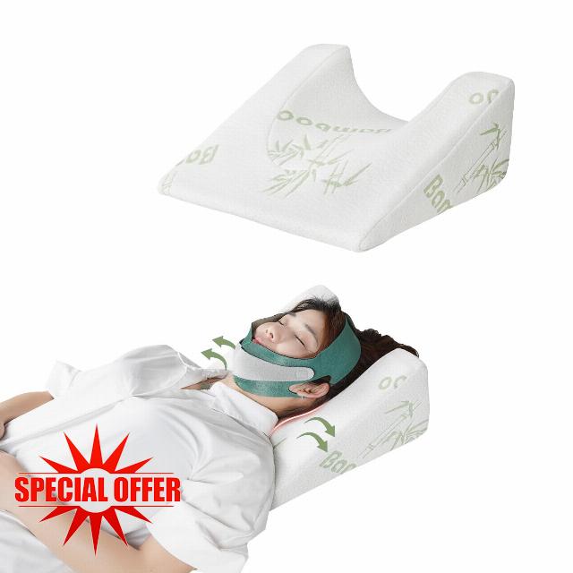 Back Sleeper Wedge Pillow for Facelift & Rhinoplasty Recovery – Memory Foam Neck & Jaw Support Cushion with Bamboo Cover – Ideal Back Sleep Pillow for Post Surgery Healing