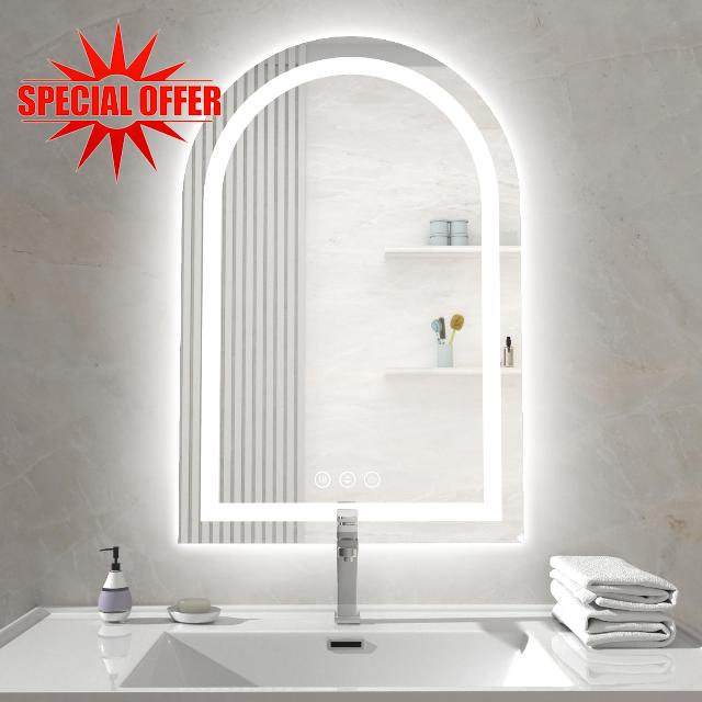 Arched LED Mirror for Bathroom 24"x36"