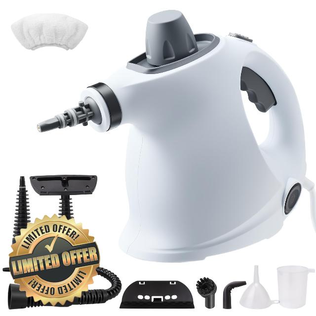 Handheld Steam Cleaner Pressurized Portable Steamer For Home Use With 7 Accessories&Safety Lock For Multi-Surface Cleaning Including Couches