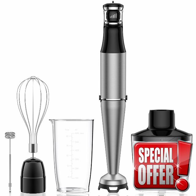 Immersion Blender Handheld 1100W 5 in 1 Corded Stick Hand Blenders for Kitchen with Trigger Speed Control