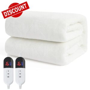 Electric Queen Size Heated Mattress Pad - Coral Fleece Electric Mattress Pad Cover with Dual Control - Auto Shut Off Bed Warmer with Deep Pocket