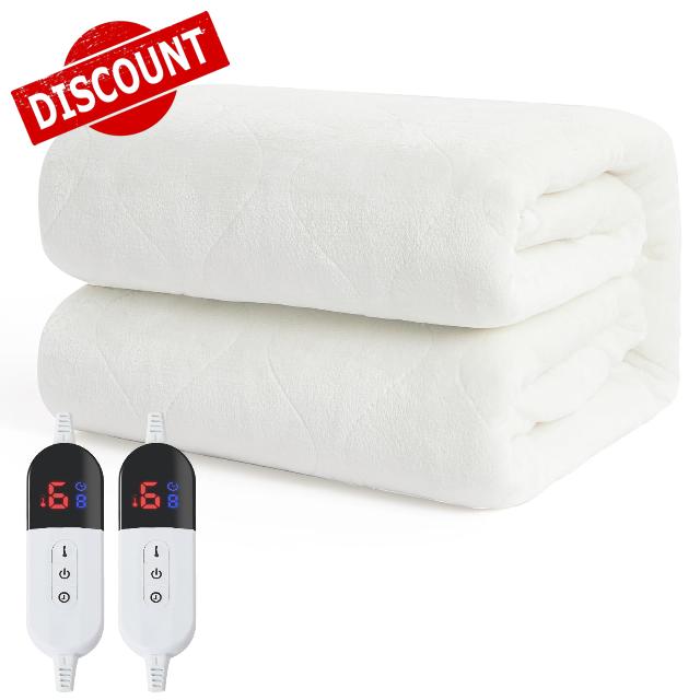 Electric Queen Size Heated Mattress Pad - Coral Fleece Electric Mattress Pad Cover with Dual Control - Auto Shut Off Bed Warmer with Deep Pocket