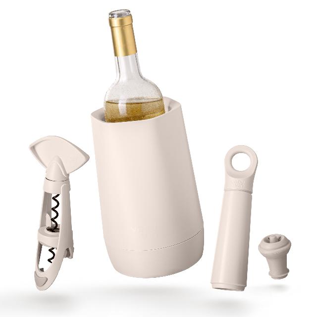 Vacu Vin Host Wine Set – Sand (4-Piece) – Gift-Worthy Wine Accessory Bundle with Cooler