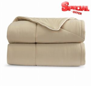 Springtree Home Luxury Viscose from Bamboo Blanket & Comforter | Viscose from Bamboo Comforter Queen Size -90" x 90" | Cooling Blanket | Breathable & Lightweight | Full/Queen - Oxford Tan