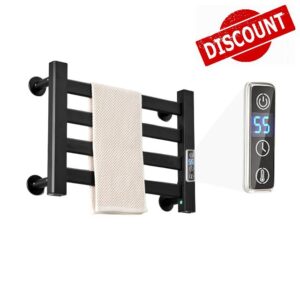 Heated Towel Rack Wall Mounted for Bathroom Heated Towel Racks with Timer & Temperature Multi-Level Adjustments with 3 Bars for Bathroom Shower Hot Tub(Black)