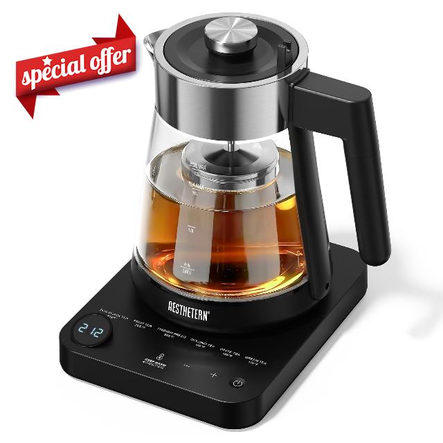 Electric Tea Kettle with Infuser 1.7L Glass Electric Kettle with Temperature Control Automatic Shut Off 12H Keep Warm for Tea Coffee Water Heater