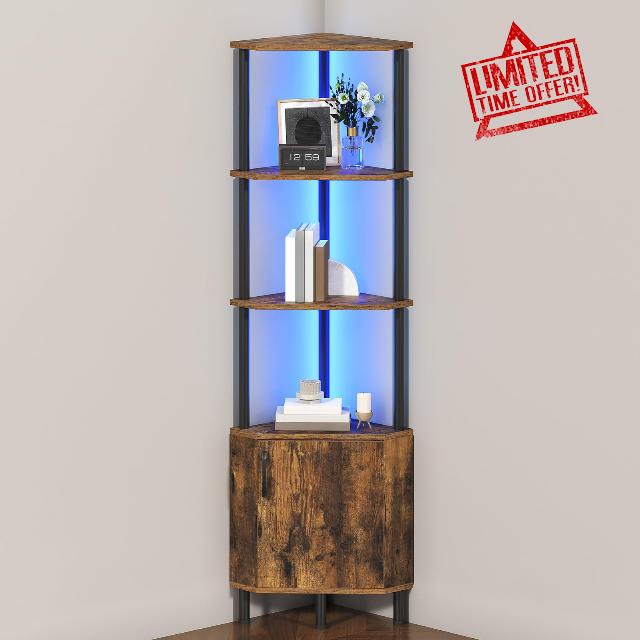 HOOBRO Corner Shelf with LED Light