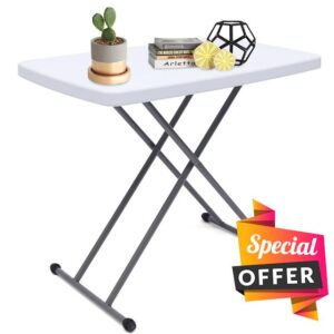 Adjustable Folding Table – 30" x 20" Foldable Desk with 3 Height Settings (18"