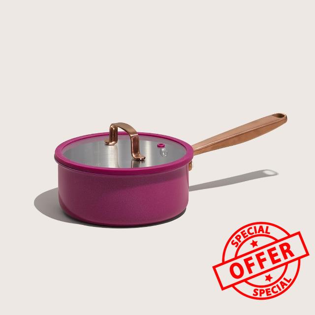 CAROTE 2QT Fully-Clad 3-Ply Stainless Steel Sauce Pan with Lid Small Kitchen Pot
