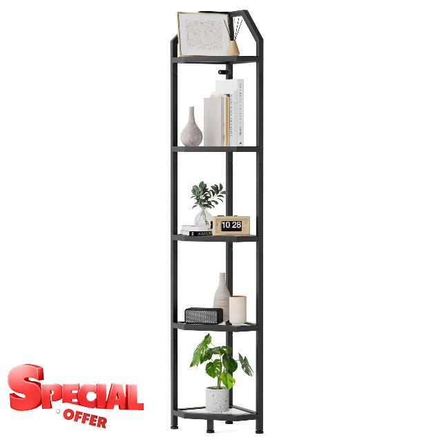5-Tier Corner Shelf | 70 Inch Tall Bookshelf & Plant Stand
