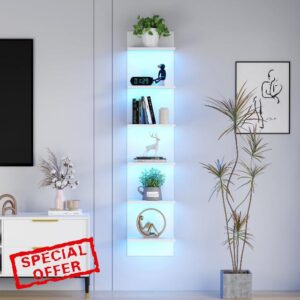 6 Tier Wall Shelf Unit with LED Light