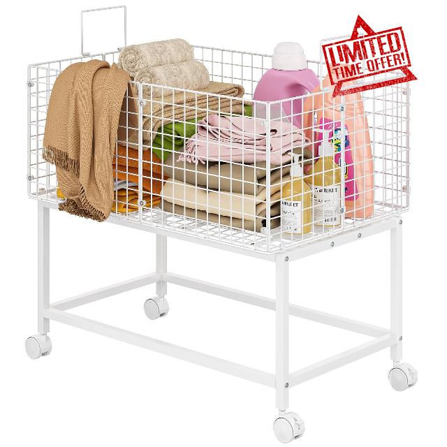Large Rolling Laundry Basket Cart