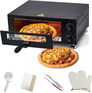 12" Electric Pizza Oven Commercial Pizza Maker with Observation Window Countertop Pizza Machine 1100w With Timer