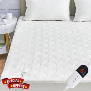 Full Size Electric Heated Mattress Pad - Coral Fleece Electric Mattress Pad Cover - Auto Shut Off Bed Warmer with Deep Pocket