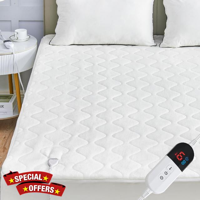 Full Size Electric Heated Mattress Pad - Coral Fleece Electric Mattress Pad Cover - Auto Shut Off Bed Warmer with Deep Pocket