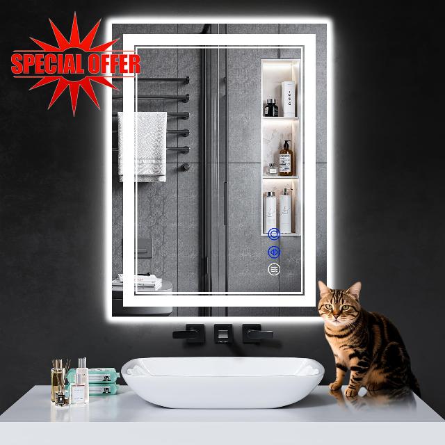 30"x22" LED Bathroom Mirror with Anti-Fog