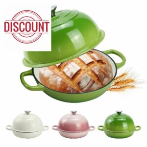 DVK Dutch Oven Pot with Lid for Sourdough Bread Baking Enameled 6 Qt Cast Iron Dutch Oven for Resistant Stovetop and Oven Safe