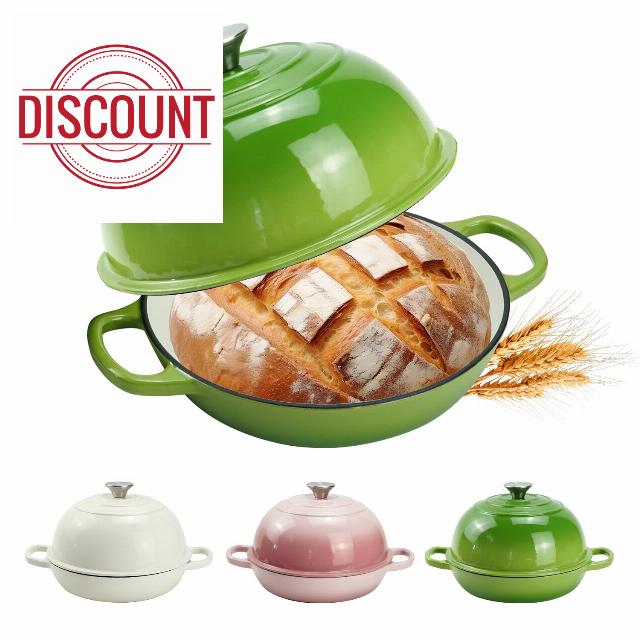 DVK Dutch Oven Pot with Lid for Sourdough Bread Baking Enameled 6 Qt Cast Iron Dutch Oven for Resistant Stovetop and Oven Safe