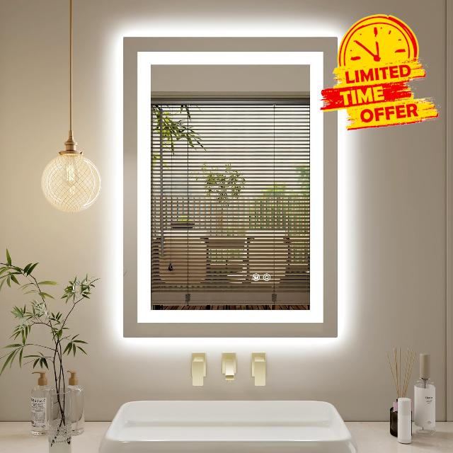LED Bathroom Mirror 20"x28" Inch Lighted Bathroom Vanity Mirror with Lights