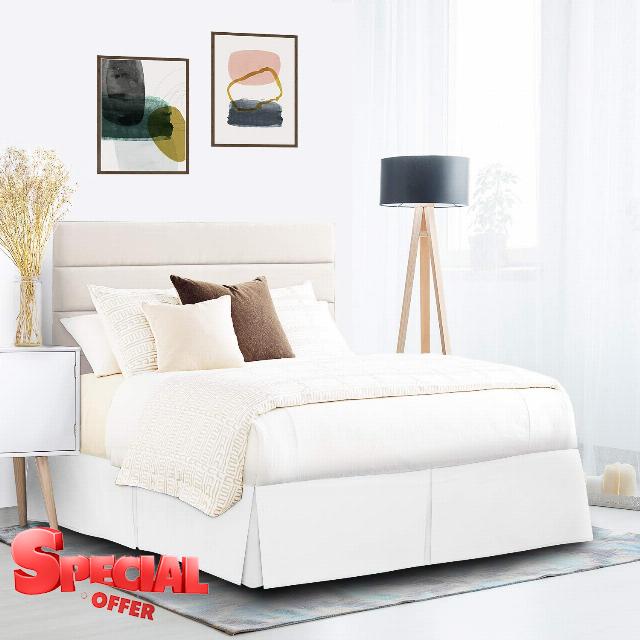 Luxury Hotel Quality Tailored Bed Skirt Easy Fit 25-Inch Drop Bed Skirts for Queen Size Bed - 600-TC Egyptian Cotton Blend Pleated Dust Ruffle with Split Corners (White