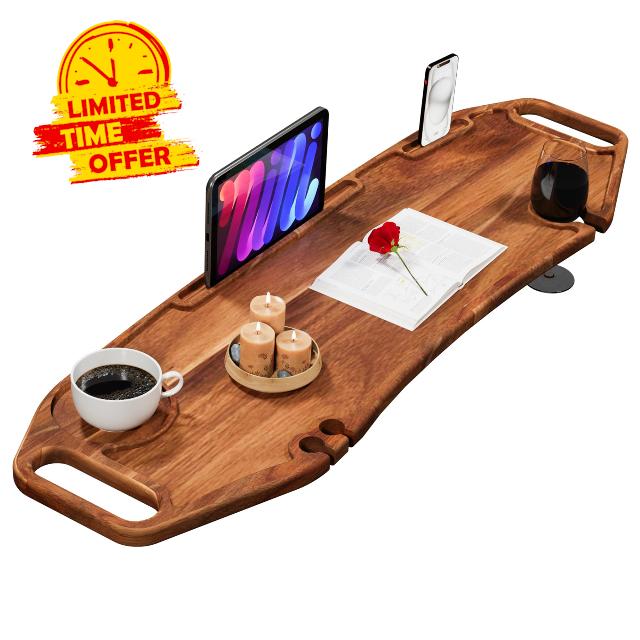 Lush & Style Premium Bathtub Tray Large & Thick 35” x 10``