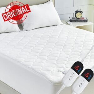Queen Size Heated Mattress Pad - Coral Fleece Electric Mattress Pad Cover with Dual Control - Auto Shut Off Bed Warmer with Deep Pocket