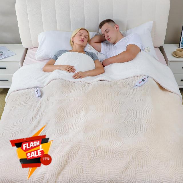 Heated Blanket Queen Size - 84"x90" Cozy Soft Knit Heating Blanket with 4 Heat Levels & 4 Hours Auto-Off