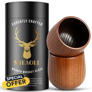 Wooden Whiskey Glass Gifts For Men - Charred Wood Bourbon Whiskey Glasses