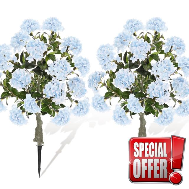 2 Pack Artificial Hydrangea Flowers Trees with Spikes