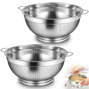 Maxdot 2 Pack 12 Quart Heavy Duty Stainless Steel Colander with Footed Base and Handles Pasta Spaghetti Berry Fruit Vegetable Kitchen Food Strainer Basket(37.9 cm/14.9 inch)