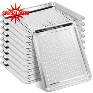 Honeydak 12 Pack 13 x 18 Perforated Baking Sheet Pans Half Sheet Pans with Widened Reinforced Curling Edge Uncoated Stainless Steel Crisping Oven Trays for Cookies