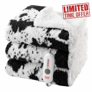 Heated Blanket Twin Size- 62"x84" Cozy Soft Knitted Electric Fast Heating Blanket with 4 Heat Levels & 4 Hours Auto-Off