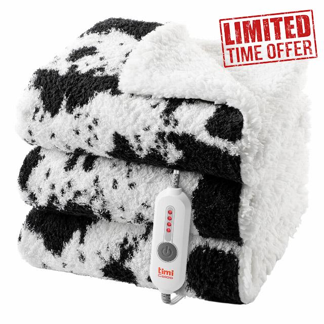 Heated Blanket Twin Size- 62"x84" Cozy Soft Knitted Electric Fast Heating Blanket with 4 Heat Levels & 4 Hours Auto-Off