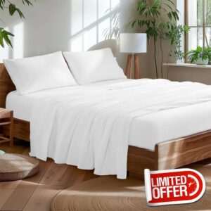 1000 Thread Count 100% Egyptian Cotton King Size Sheets Set - Sateen Soft Silky Breathable Luxury Cooling 4 Pieces(King