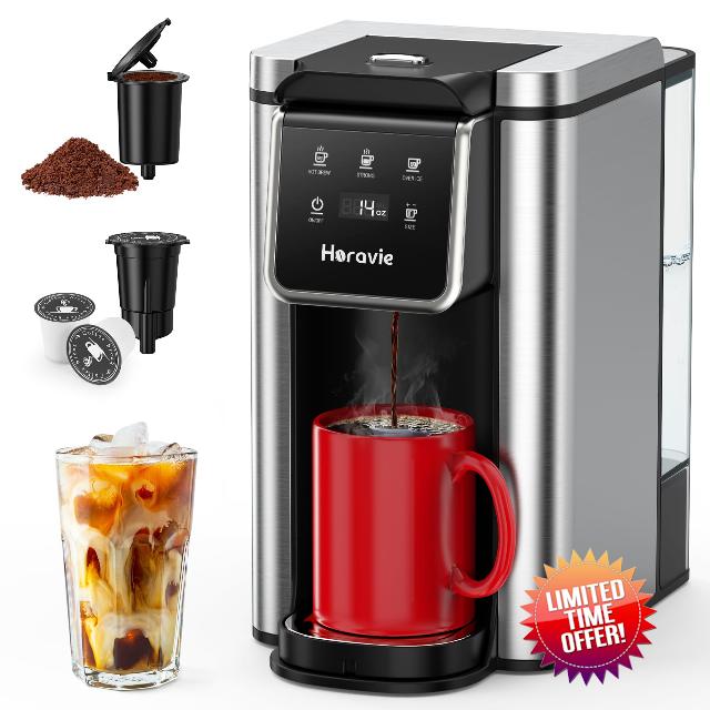 Single Serve Coffee Maker for K-Cup Pod and Grounds