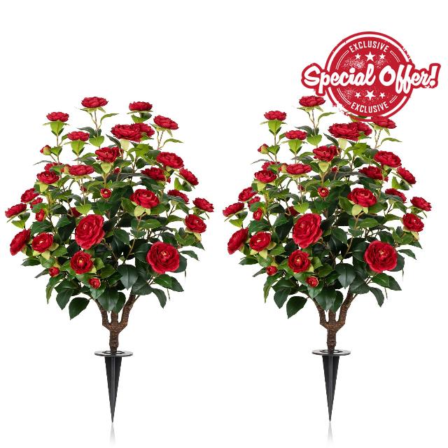 Romantic Season 36" Artificial Camellia Tree with Ground Spike