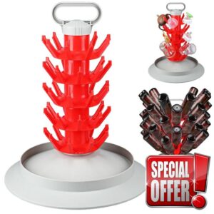 Patelai 45 Bottle Drying Tree Reusable Wine Bottle Drying Rack Screw Type Cup Drainer Space Saving Cup Storage Organizer Accessory for Kitchen