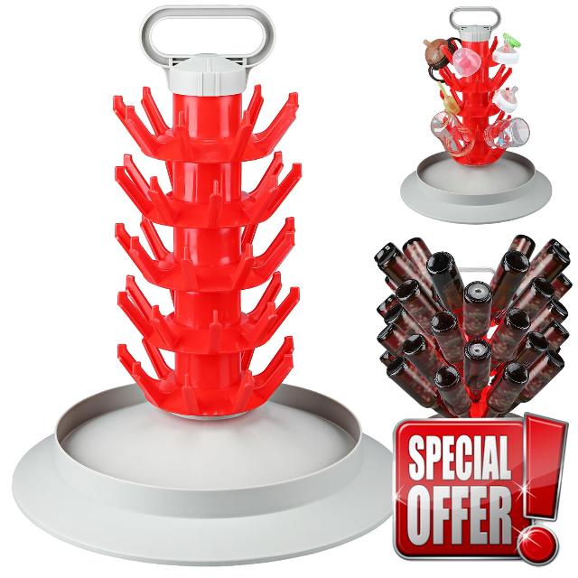 Patelai 45 Bottle Drying Tree Reusable Wine Bottle Drying Rack Screw Type Cup Drainer Space Saving Cup Storage Organizer Accessory for Kitchen