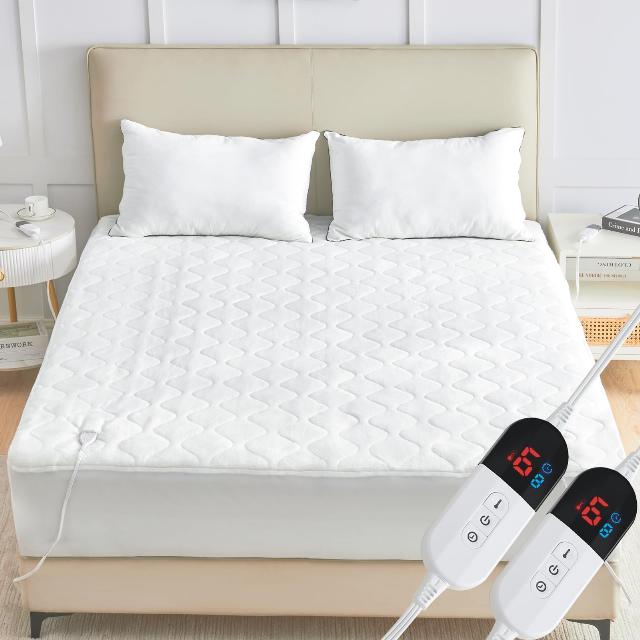 Electric Heated Mattress Pad Queen Size - Coral Fleece Electric Mattress Pad Cover with Dual Control - Auto Shut Off Bed Warmer with Deep Pocket