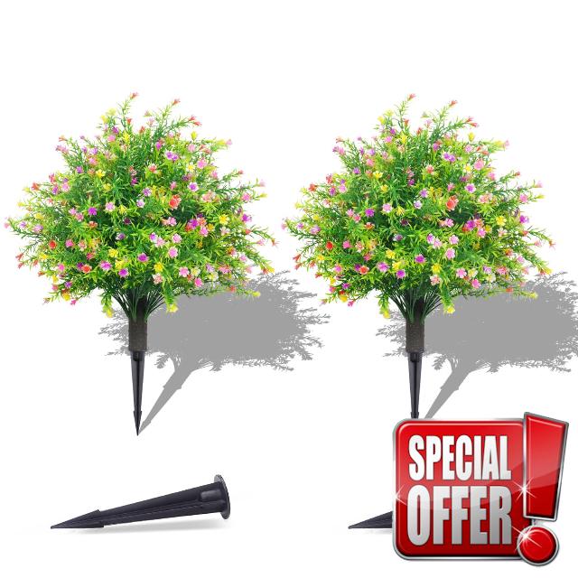 Artificial Topiary Ball Trees with Ground Spike Set of 2 16" Outdoor Faux Plants Realistic Fake Bushes Lifelike Shrubs Decorations for Outdoor Indoor Front Porch Garden