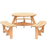Gardenised Wooden Kids Round Picnic Bench, Outdoor Children's Backyard, Crafting, Dining, and Pla...