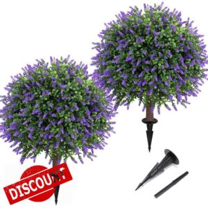 Artificial Lavender Topiary Ball Tree 25" with Ground Spike