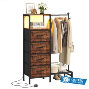 Dresser for Bedroom with Reversible Hanging Rack