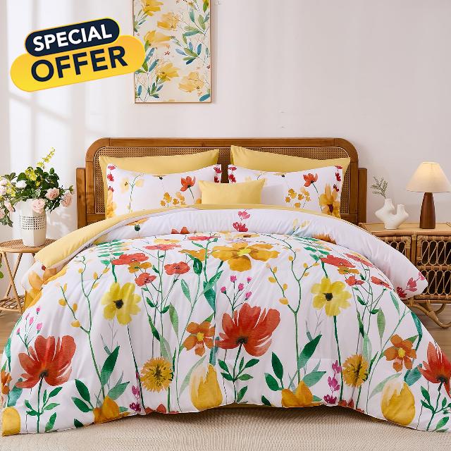 Annibedding Floral Comforter Set Queen Size