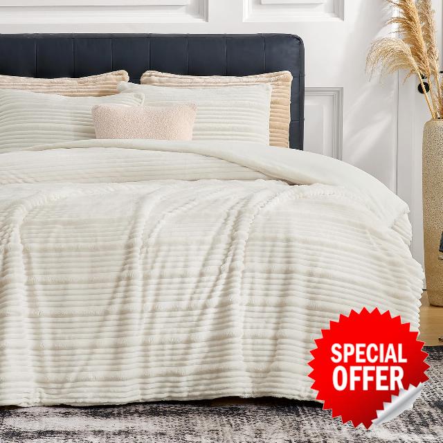Amélie Home Fleece King Size Comforter Set Ivory