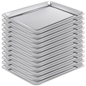 12 Pack Stainless Baking Sheet Cookie Pans 18 x 13 x 0.8 Inch Metal Serving Trays with Widen Edge Baking Trays Nonstick Cookie Sheet Pan for Bakeware Cooking Serving BBQ